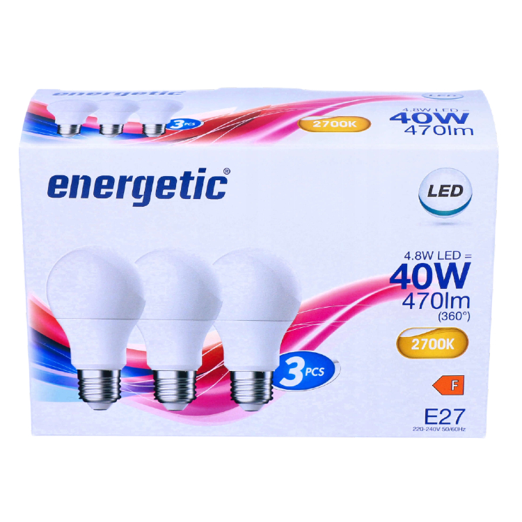 Żarówki energooszczędne LED zestaw 3 szt. E27 40W 470lm