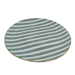 Talerz obiadowy płaski płytki w zielone paski 26,5 cm