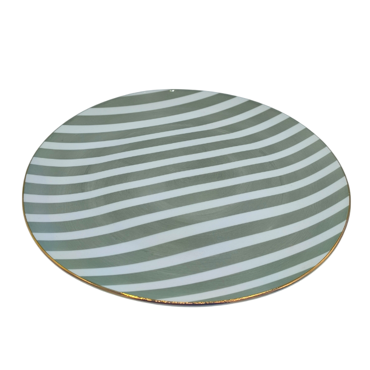 Talerz obiadowy płaski płytki w zielone paski 26,5 cm