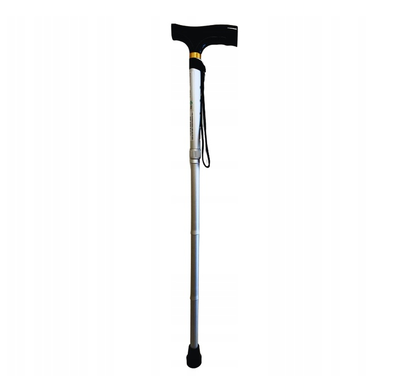 Laska inwalidzka składana aluminiowa srebrna 78,7 - 88,9 cm