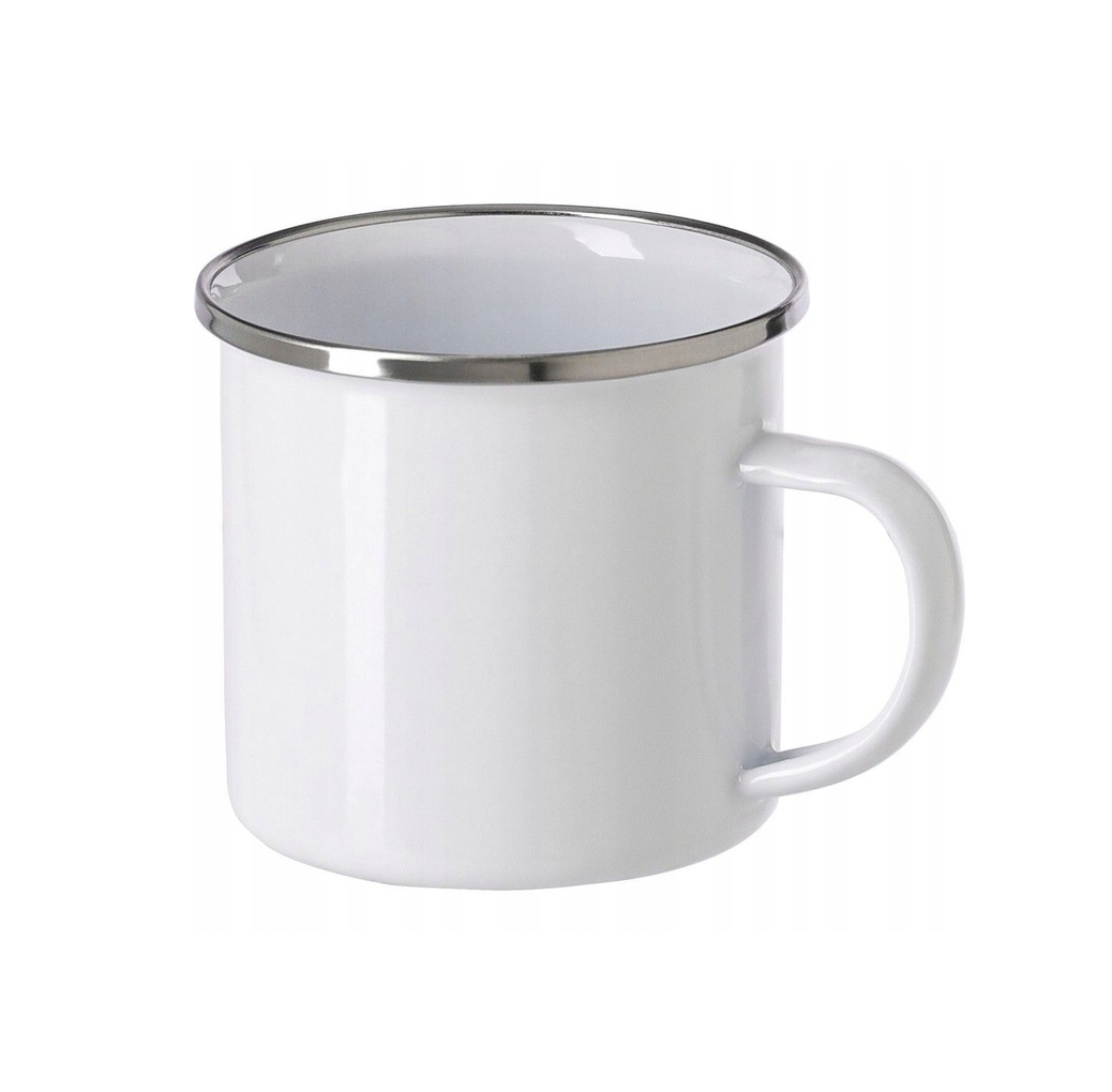 Emaliowany kubek 400 ml biały z uchem