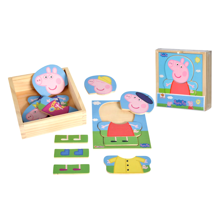 Świnka Peppa ruchome puzzle drewniane 13 elementów 2+