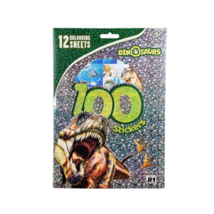 Zestaw naklejek z dinozaurami 100 sztuk 12 kolorowanek