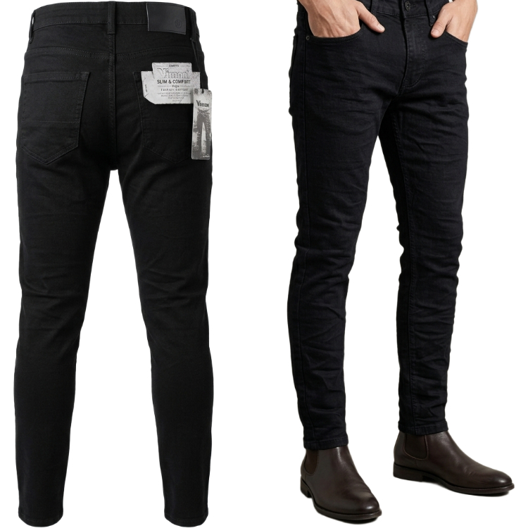Czarne Spodnie Męskie Casual Slim Bawełna XS W28 28/42