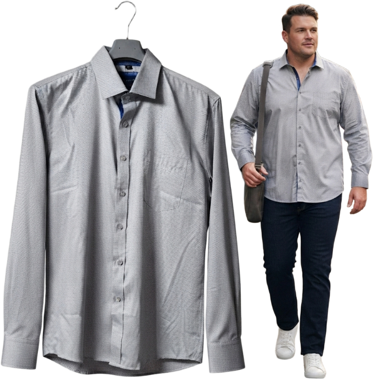 Koszula męska 100% bawełna Szara Wzorzysta 4XL Laviino 50/51
