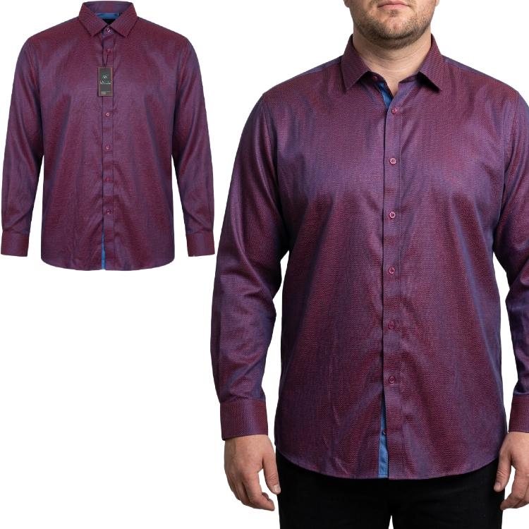 Koszula męska 100% bawełna Bordowo-granatowa 5XL Laviino 49/50